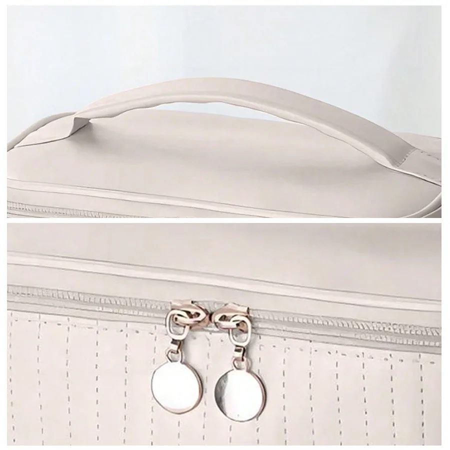 Makeup Bags for Women Travel Toiletry Cute Cases Bag Portable Solid Color Makeup Organizer Box Cosmetic Bag Neceser PU Leather 5