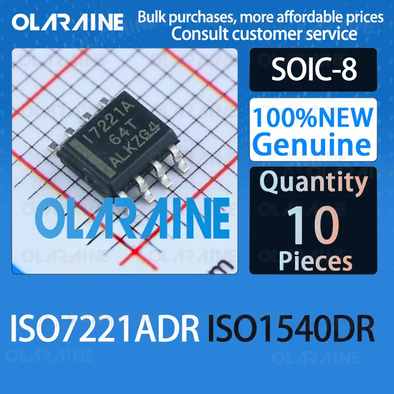 SOIC-8 디지털 아이솔레이터 IC 칩 회로 컨트롤러 스위치 프로세서 센서, ISO7221ADR ISO1540DR, 10 개