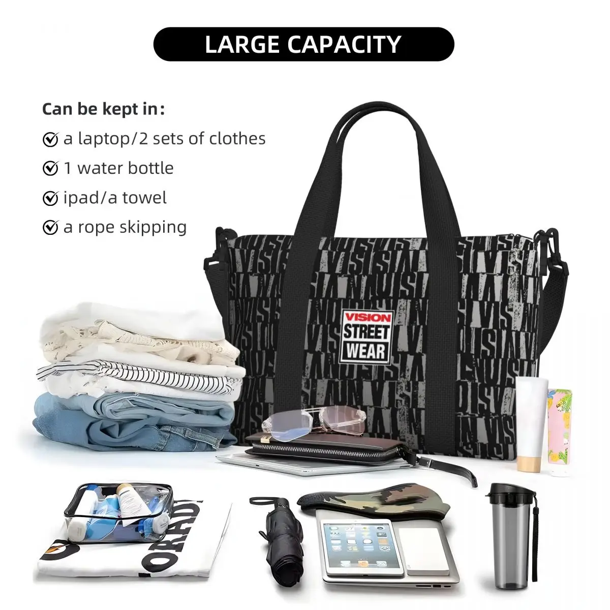 Cool Vision Street Wear Groceries Shopping Tote Bag Women Big Capacity Beach Gym Travel Bags