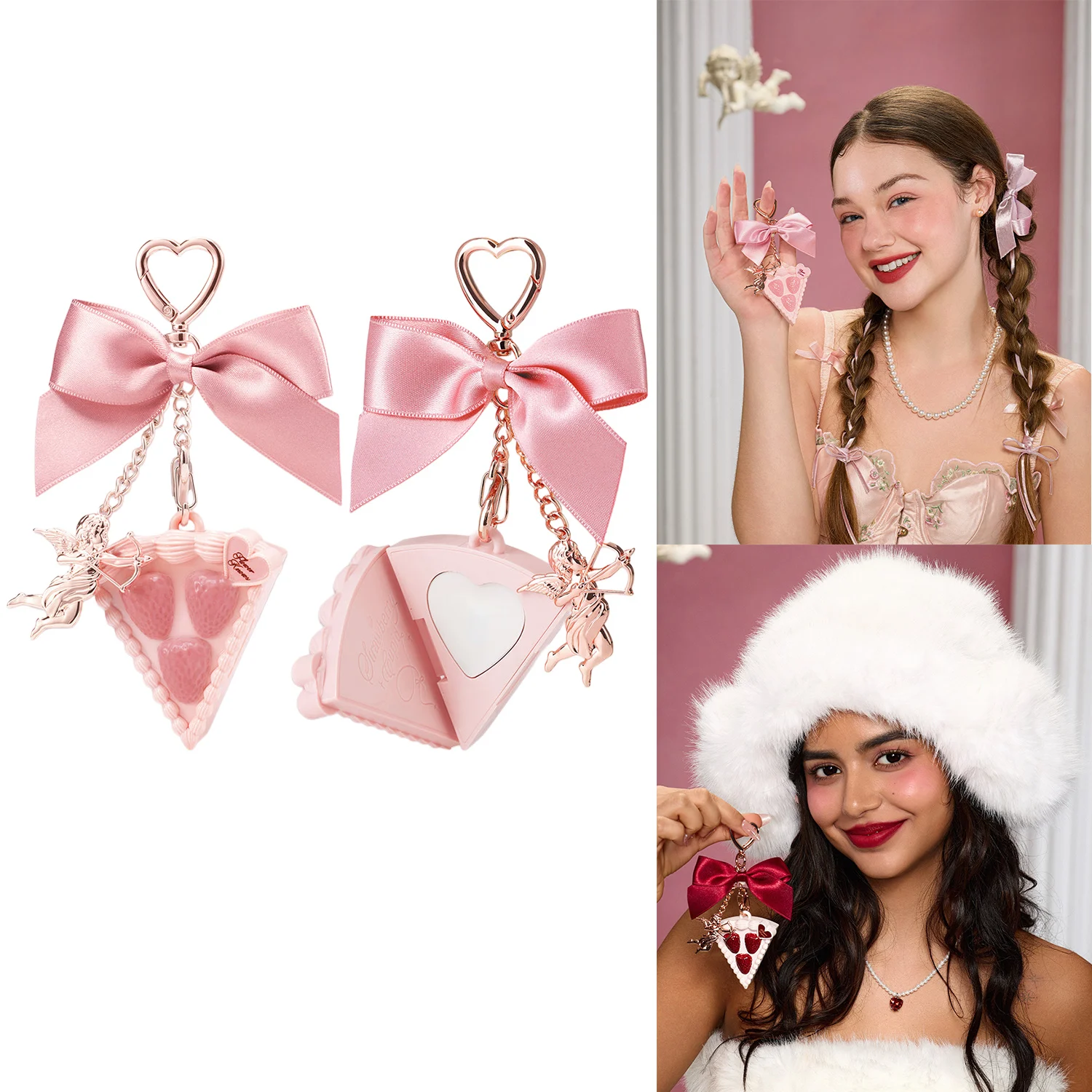 Parfum Solide Flower Knows Strawberry Cupid 3g Végan Longue Tenue Format Voyage Pendentif Cadeau Mignon pour Femme Parfum Naturel Mixte