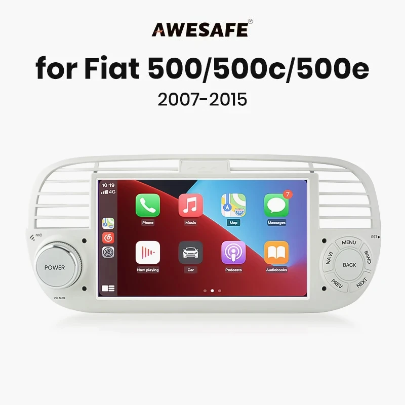 Awesafe Lettore Autoradio Per Fiat 500 Abarth 2007 2008 2009-2015 Navigazione Gps Multimediale Supporto Autoradio Wireless Carplay