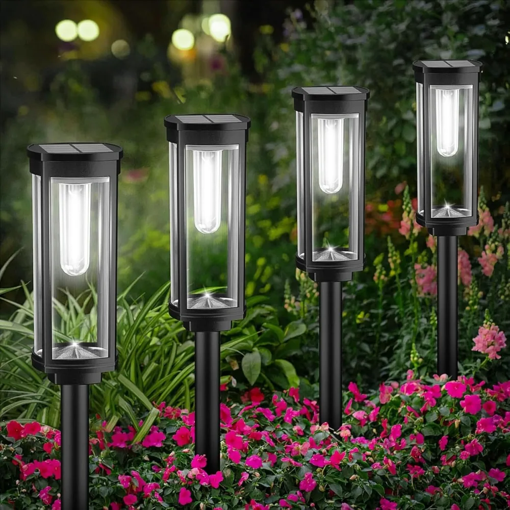Bright Solar Lights Outdoor 6 Pack, Solar Pathway Lights Waterproof IP65, Auto On/Off Solar Yard Lights, Long Lasting 1
