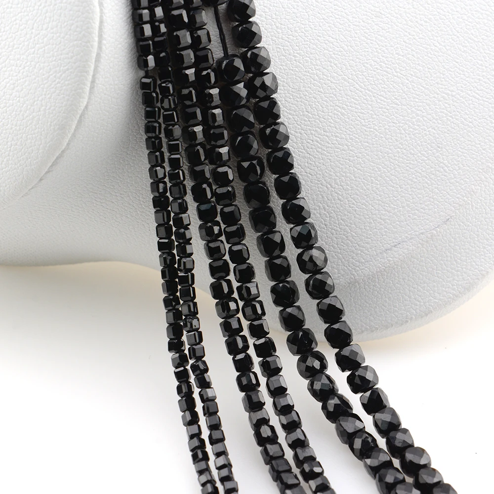 Natural Black Spinel Faceted Round / Cube / Rondelle Beads 2mm,3mm,4mm,1x2mm,2x3mm,Fine Jewelry Making 5