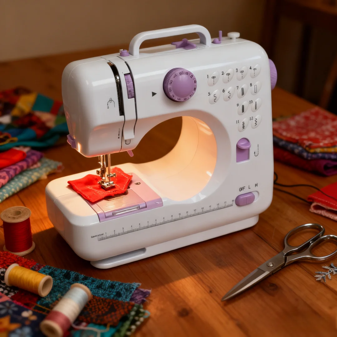 12針電動ミシン ミニダブルスレッドミシン 延長テーブル付き EU 大型作業スペース