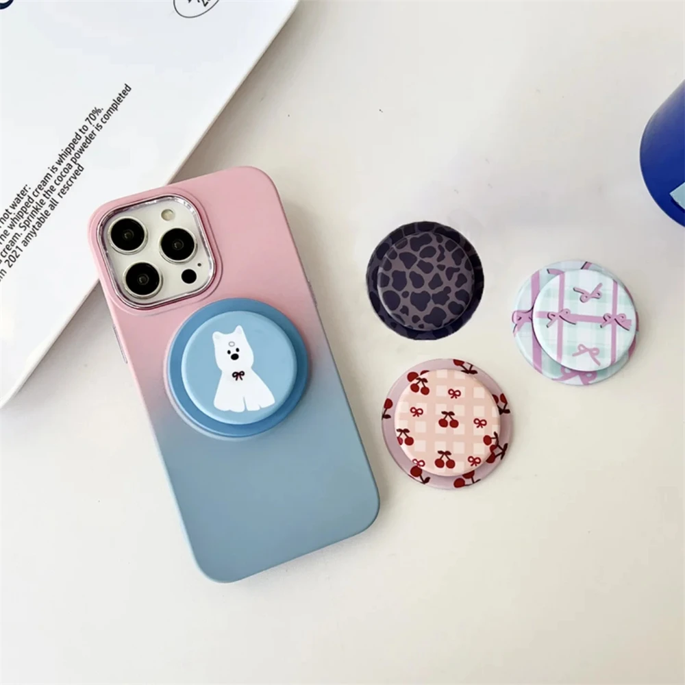 Korean Cute Leopard Print Cartoon Girl Magnetic Phone Stand Holder