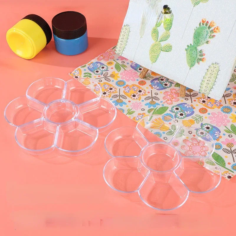 Paint Palette Plum Blossom Compartment Oval Palette Art Watercolor Gouache Palette Pigment Dispensing Tray Painting Supplies 3