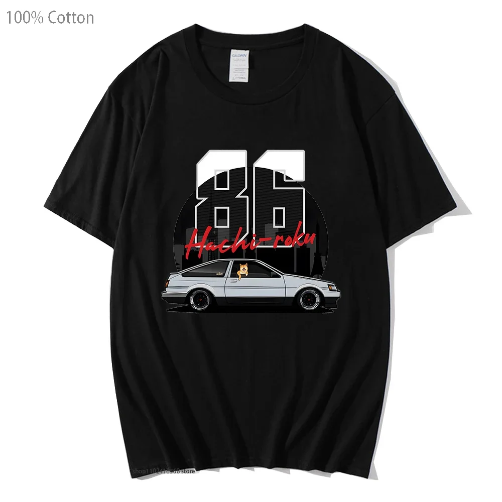 

AE86 Jdm Car Initial D T-Shirts 100% Cotton Japanese Anime Tshirts Y2K Clothes Streetwear Women Men Clothing Short Sleeve Tees