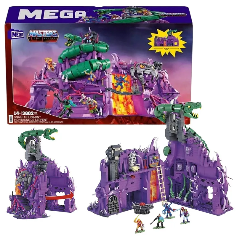 

3802Pcs Mega Bloks Master of The Universe Snake Moutain Montagne De Serpent Assembled Building Blocks Skeleton King Anime Figure