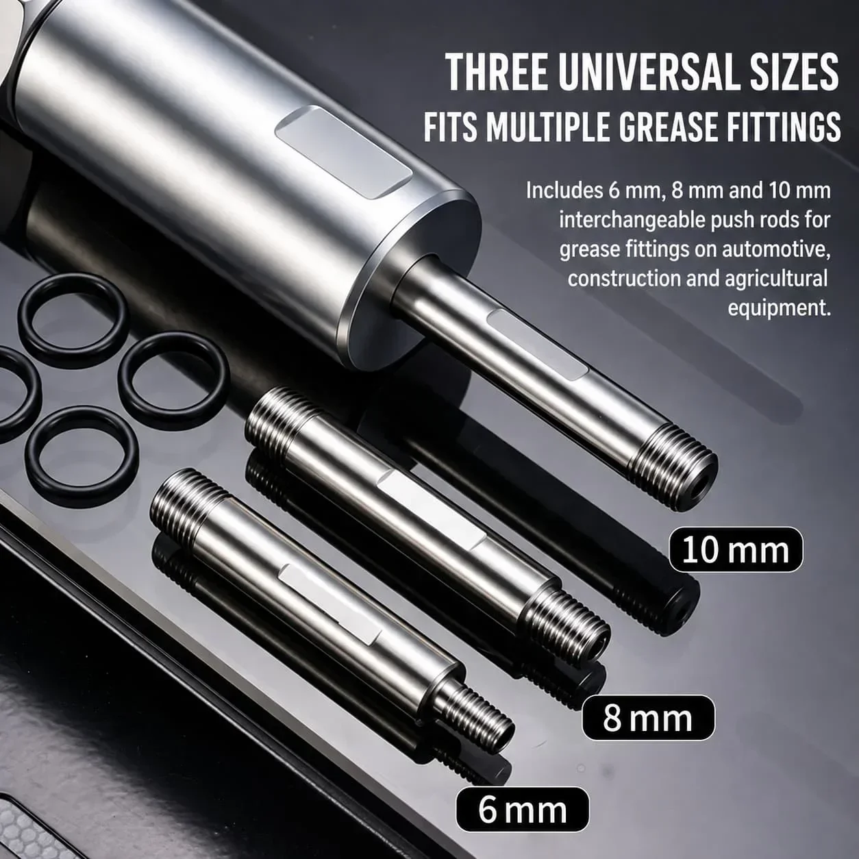 TINSOL Grease Fitting Unblocker Tool Kit with 6/8/10mm Push Rods, Alloy Steel Grease Zerk Cleaner for Auto and Farm Equipment