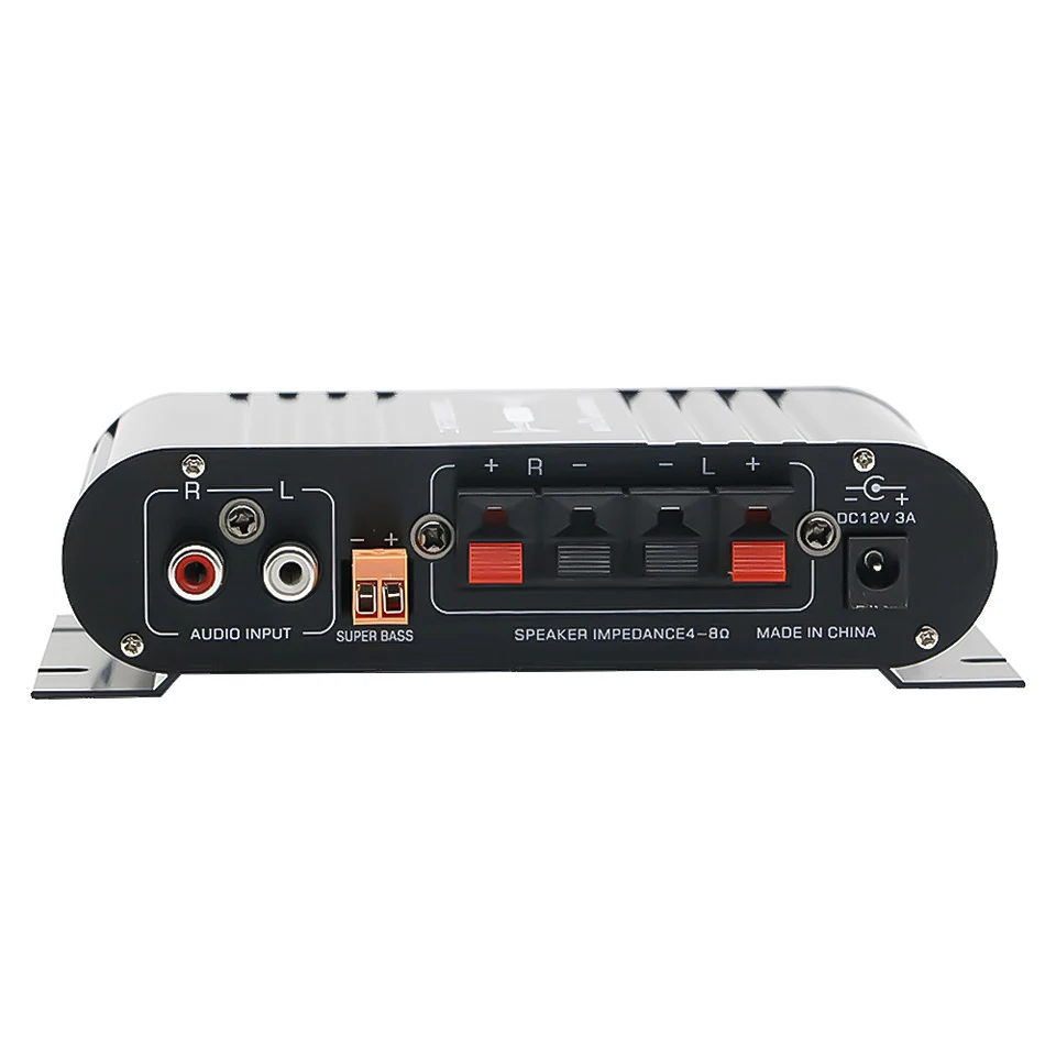 RIKEL Amplificador de Potencia -838 HiFi de 2.1 Canales, Amplificador de Sonido de Graves Estéreo de 80 W X 2 con Salida de Subwoofer, Amplificador de Audio para el Hogar, Color Negro