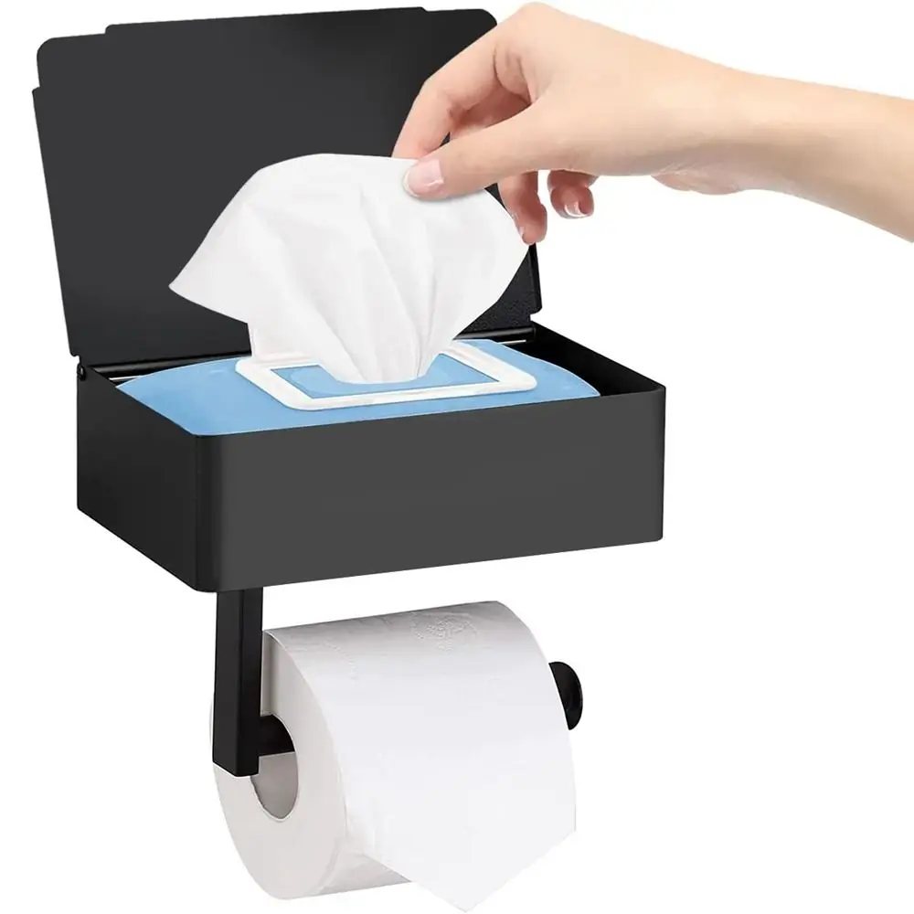 

Wall Mounted Punch Free Self Adhesive Toilet Paper Holder Wipes Dispenser Bathroom Accessories Wet Wipe Box