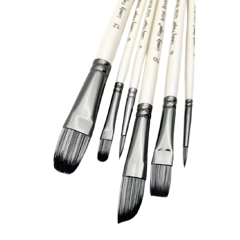 6pcs Acrylic Paint Brushes Set for Acrylic Oil Watercolor Gouache Artist Professional Painting Kits with Synthetic Nylon Tips 3
