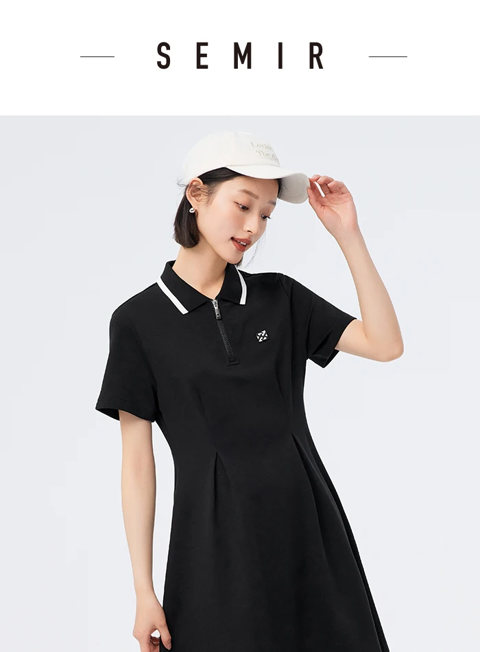 Dress Women Polo Collar Full Print Summer New Slim Waist Dress