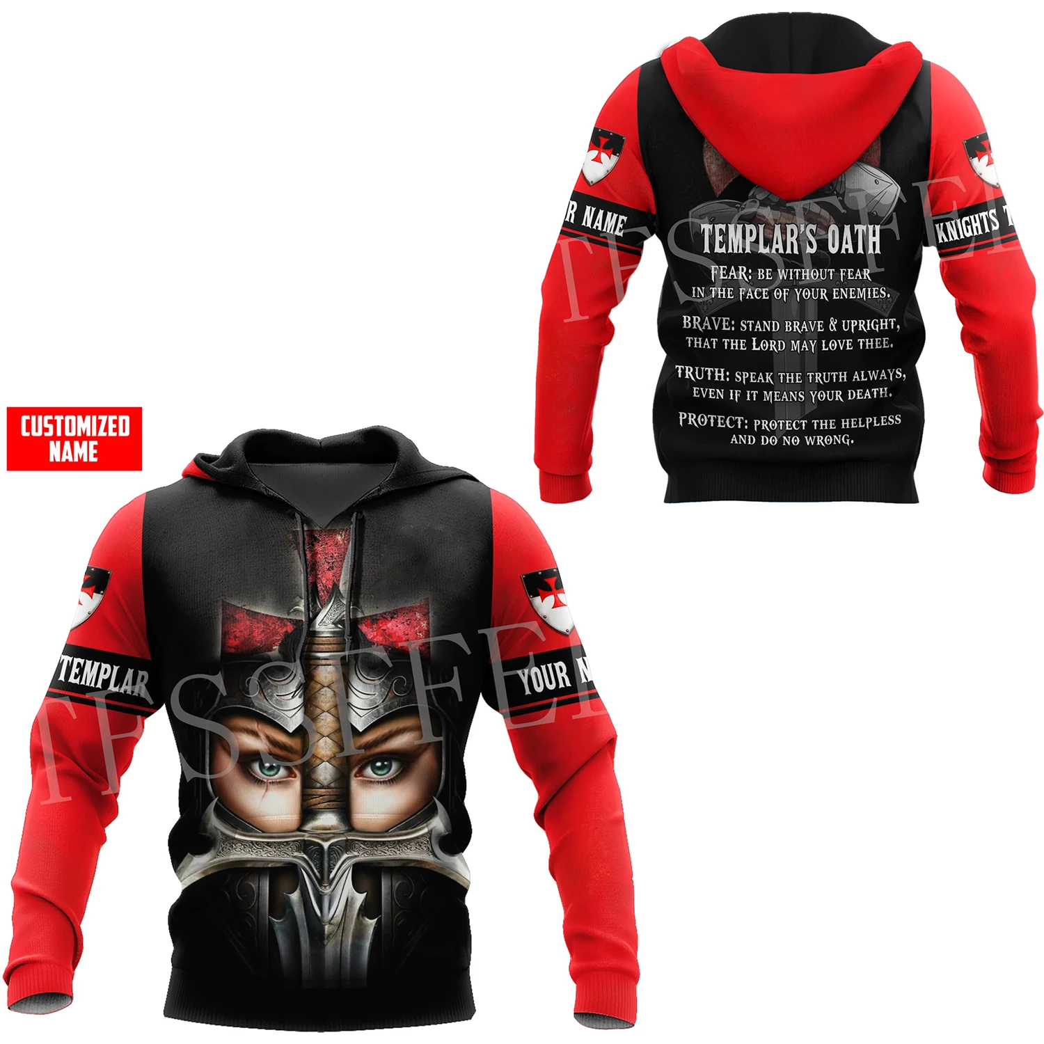 

Custom Name Knight Templar Tattoo Armor Jesus God Guard Cavalier 3DPrint Harajuku Tracksuit Streetwear Casual Jacket Hoodies X17