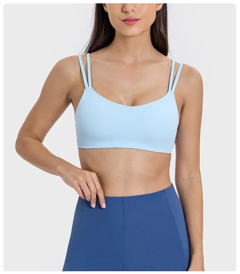Lksd Vantage Sports Bra Women Buttery-soft Comfort Flat Straps Bonded Seams Fixed Padded Bras With Reflective LSKD Logo
