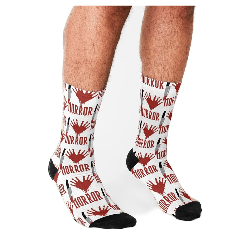 

Men's Funny socks Halloween I Love Horror Socks harajuku Men Happy hip hop Novelty cute boys Crew Casual Crazy Socks for men