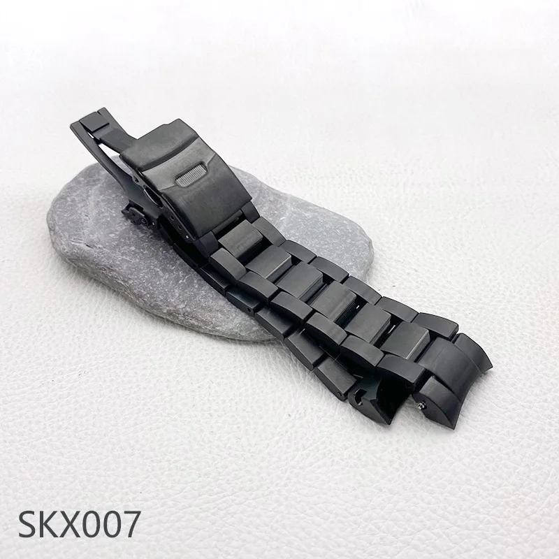 Stainless Steel 22mm Watch Bracelet with Deployment Folding Buckle and Solid Arc Ends