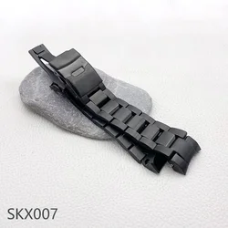 Stainless Steel 22mm Watch Bracelet with Deployment Folding Buckle and Solid Arc Ends for 22mm (Black B)
