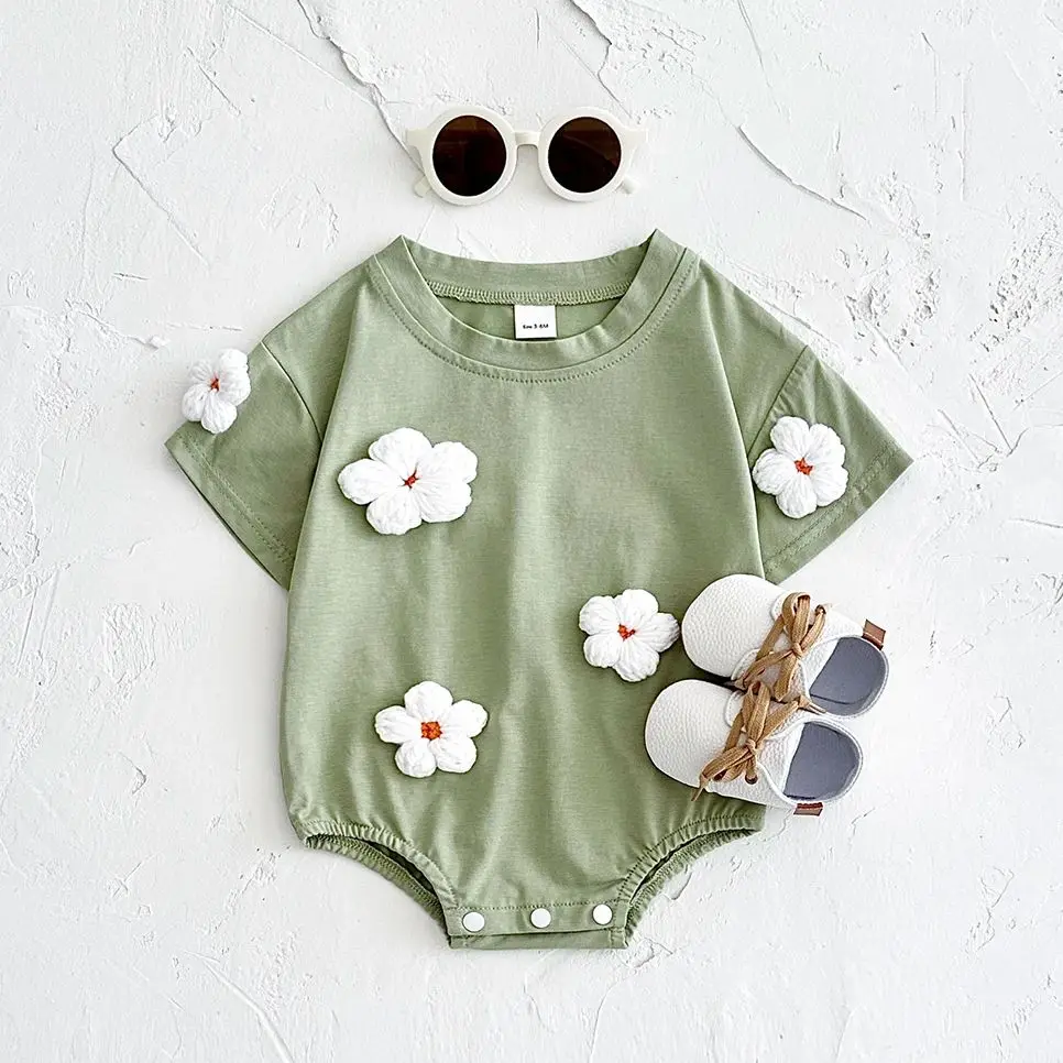 Ins Newborn Baby Girls Summer Rompers Boys Short Sleeved Triangle Jumpsuit Cute Clouds Toddler Bodysuit 0-18 Months 3