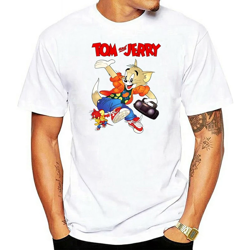 

Мужская футболка с коротким рукавом, модная футболка унисекс с рисунком Тома Джерри, женская футболка