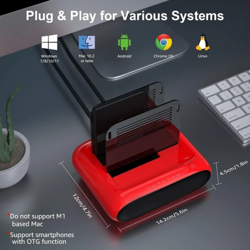 USB3.0-SATA 2 베이 램프 효과 하드 디스크 2.5/3.5인치 하드 드라이브 인클로저 도킹 스테이션 클론 HDD