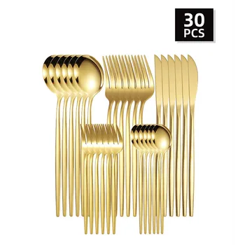 5 pezzi/30 pezzi set di posate in acciaio inossidabile forchette da bistecca cucchiai da dessert forchette da frutta sono adatte per gli ospiti del ristorante di banchetti 1