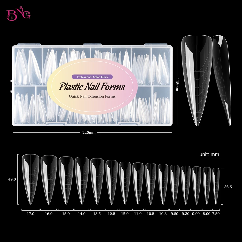 BNG Wide Size Dual Forms Nails Square Coffin Almond Nail Extension Mold False