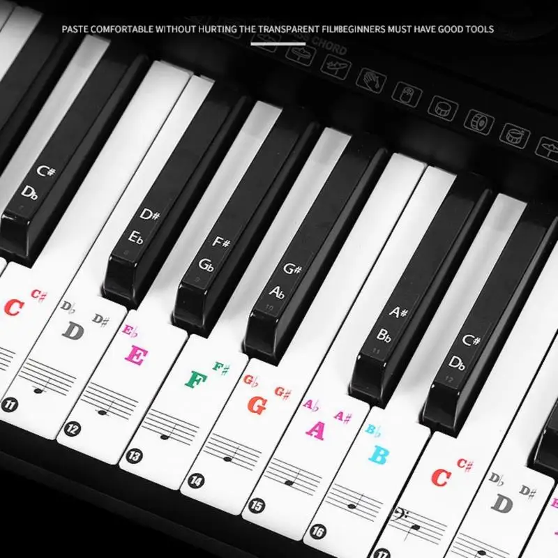 Kongqiabona-UK 88/61/54/49 Electronic Keyboard Piano Stave Transparent Note Sticker Notation Version & Sheet Music Piano Accessories 