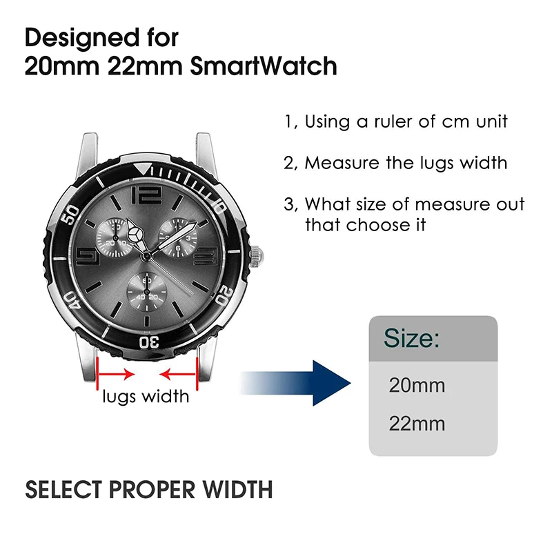 Magnetic Silicone Strap Bracelet - 20mm/22mm, Universal Fit