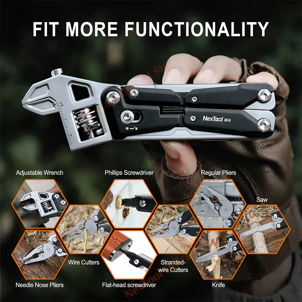 NexTool W4 조절식 렌치 11-in-1 멀티툴 렌치 접이식 펜치 나이프 수공구 스크루드라이버 목공용 톱 목공 도구