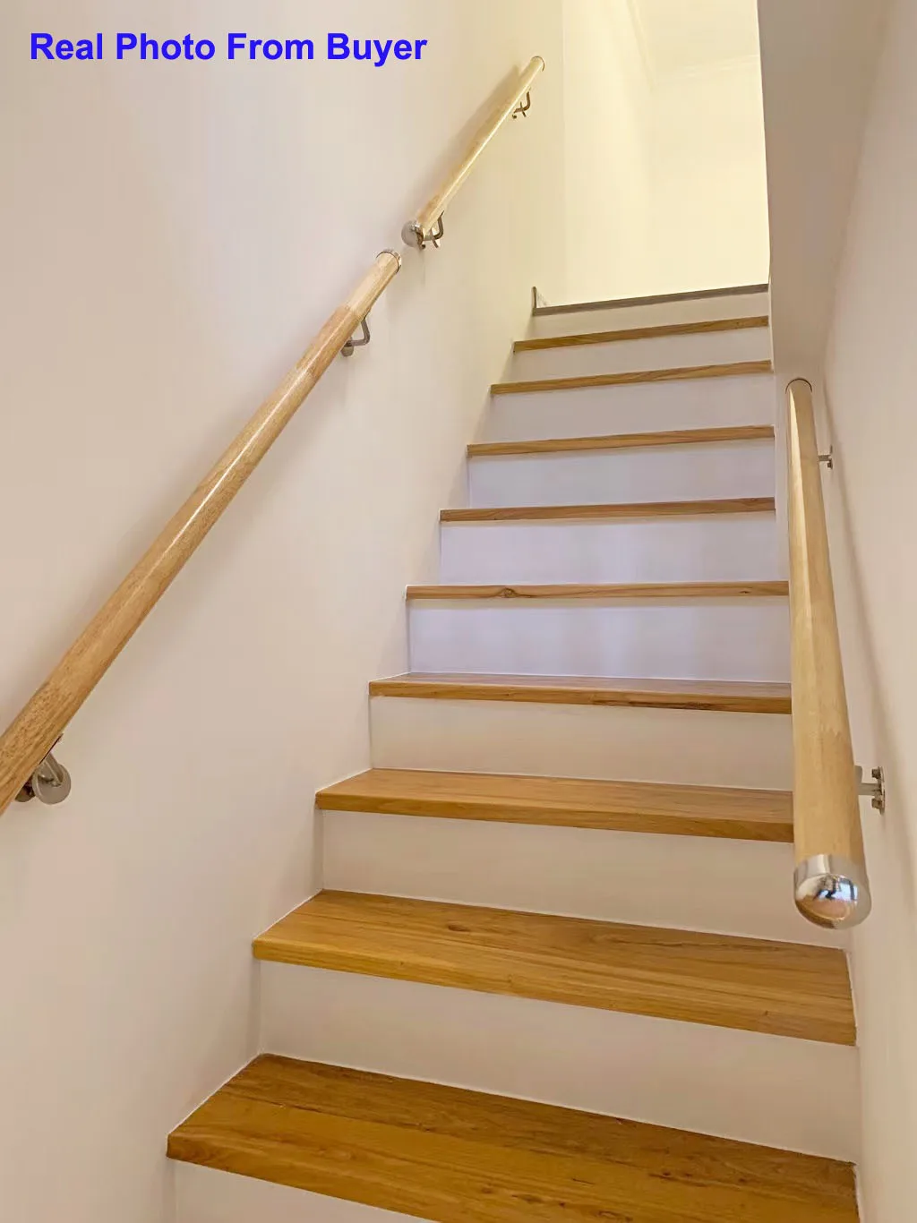 ไม้สนบันได Handrails 50-220 ซม.Anti-SLIP พร้อมวงเล็บเหล็กสําหรับวิลล่า/ทางเดินราวเกาหลี/สไตล์ญี่ปุ่น 1