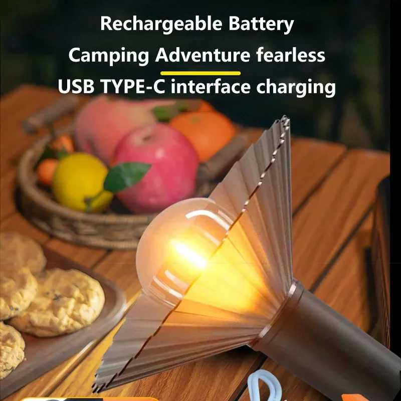 Portable Camping LED Lamp Hanging Lamp Portable Stepless Dimming Camping Light Waterproof Rechargeable Outdoor Light Lantern