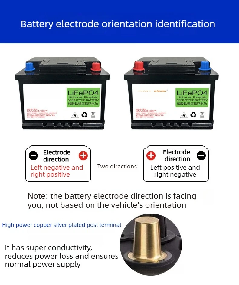 12V LiFePO4 80Ah Car Universal Battery High Capacity Maintenance-Free Start Stop