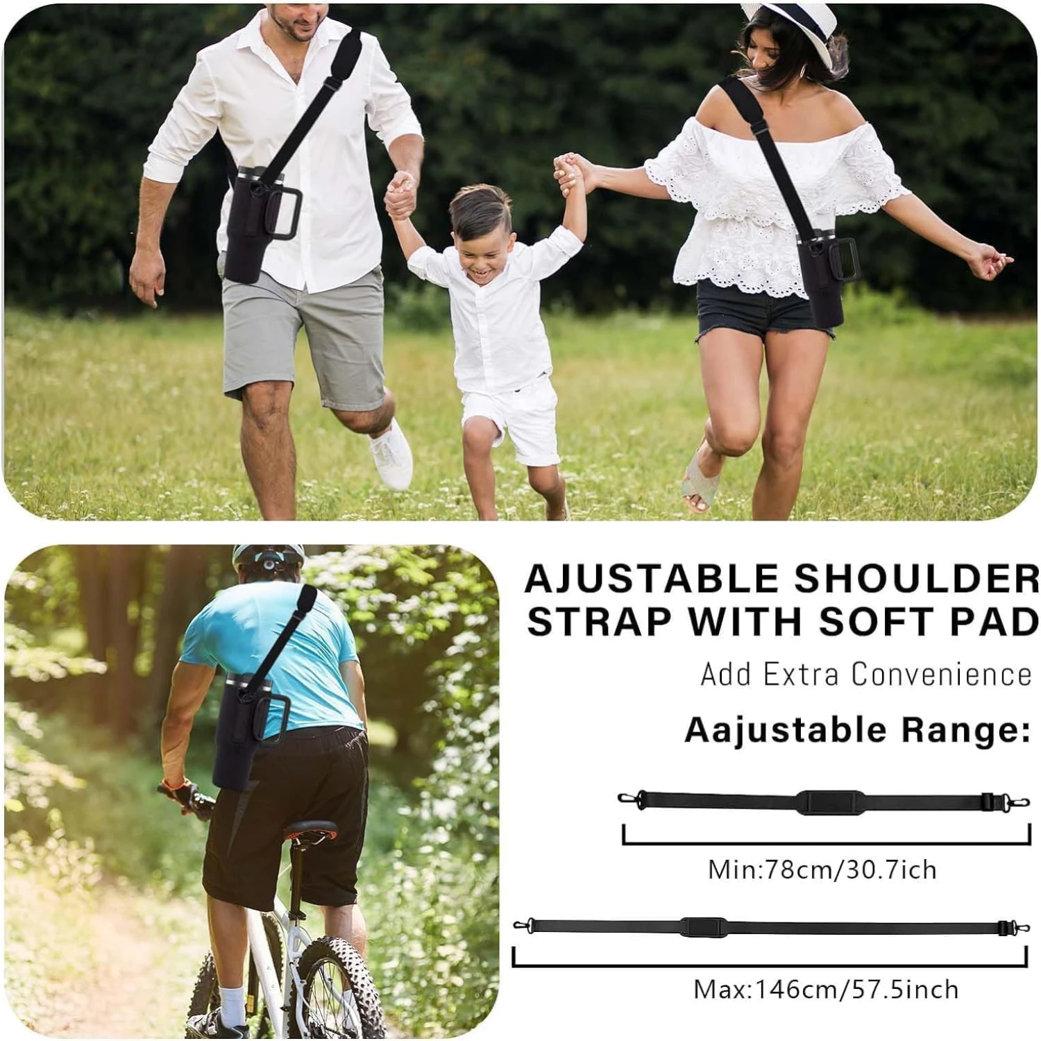 Versatile, Comfortable, and Adjustable Neoprene Water Bottle Carrier Bag with Thick Padded Shoulder Strap-Perfect for Travelin