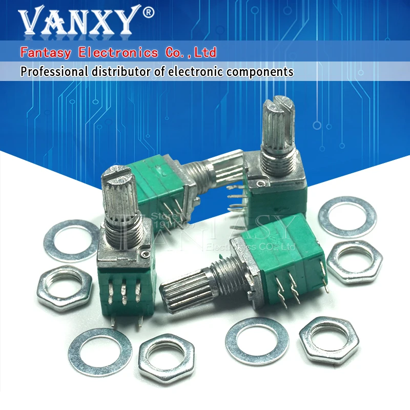 RV097NS 50K 10K 100K 20K 500K 1M potentiometer B50K B10K B100K B20K B500K B1M 8pin shaft 15mm power amplifier 5pcs adjustable resistor