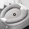 set Reusable Warm Flannel Toilet Sticker Toilet Seat Covers Washable Toilet Seat Filling Bathroom Mat Seat Cover Universal 1