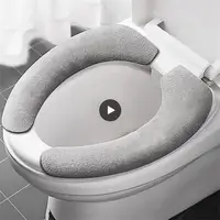 set Reusable Warm Flannel Toilet Sticker Toilet Seat Covers Washable Toilet Seat Filling Bathroom Mat Seat Cover Universal 1