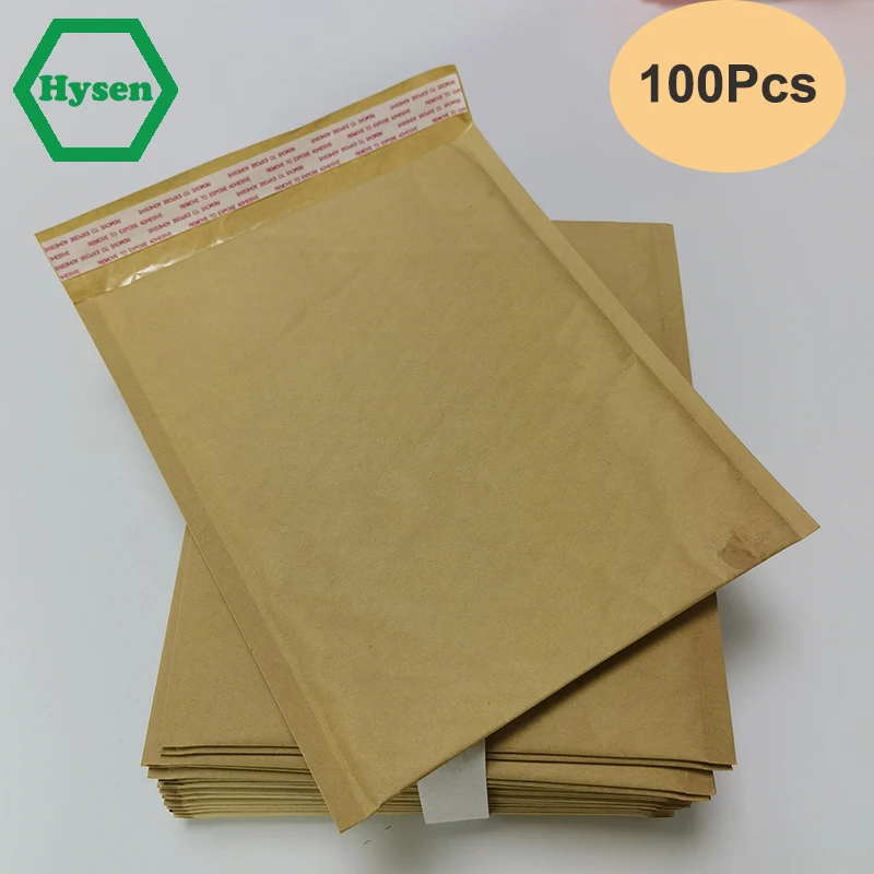 Hysen 100Pcs Bubble Envelope Kraft Paper Bags Shockproof Bubble Mailers