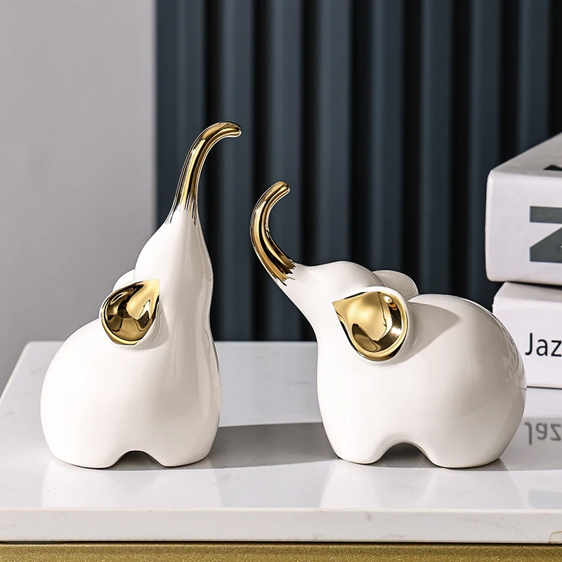 

Luxury creative design home decorative Elephant ceramic crafts golden ball ornaments home decoration for gift crafts