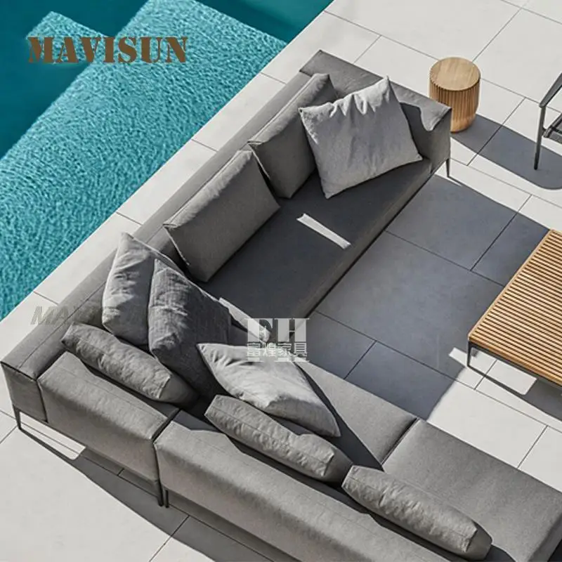 Patio Furniture Set Outdoor Sofa For Courtyard Garden Hotel Balcony Waterproof Sunscreen Fabrics Sofa Coffee Table Combination