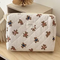 Sac à couches pour bébé avec imprimé ours mignon, trousse de maquillage pour maman, trousse de toilette pour femme, sac de rangement de grande capacité, organiseur de couches 2