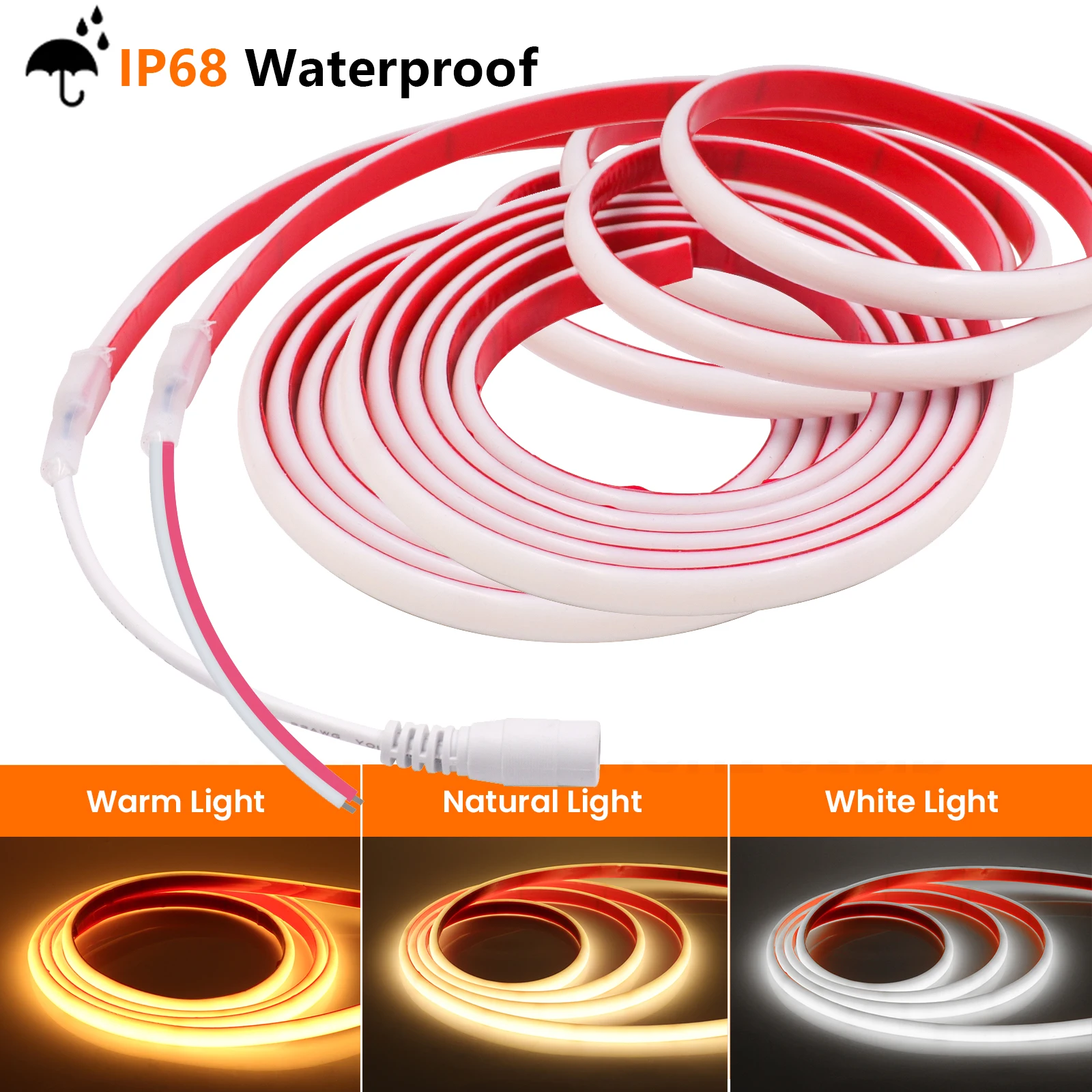 

IP68 COB LED Strip 12V 24V 320LEDs/m High Density Silicone Tube Neon Light Strip Flexible Ribbon Adhesive Tape Outdoor Lights