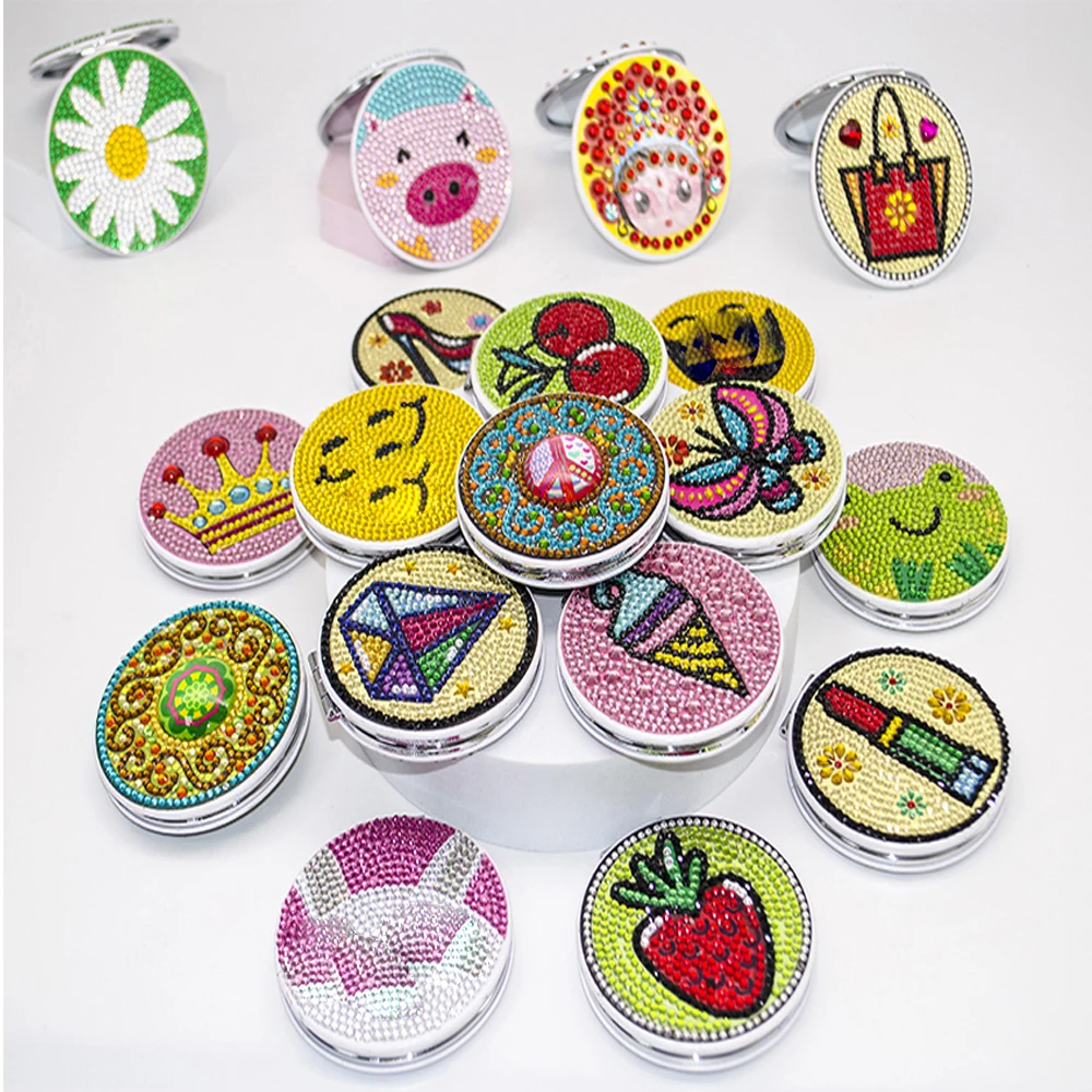 Ultra Thin Makeup Mirror DIY Diamond Painting Flower Butterfly Special Shaped Diamond Embroidery Foldable Women Makeup Mirrors