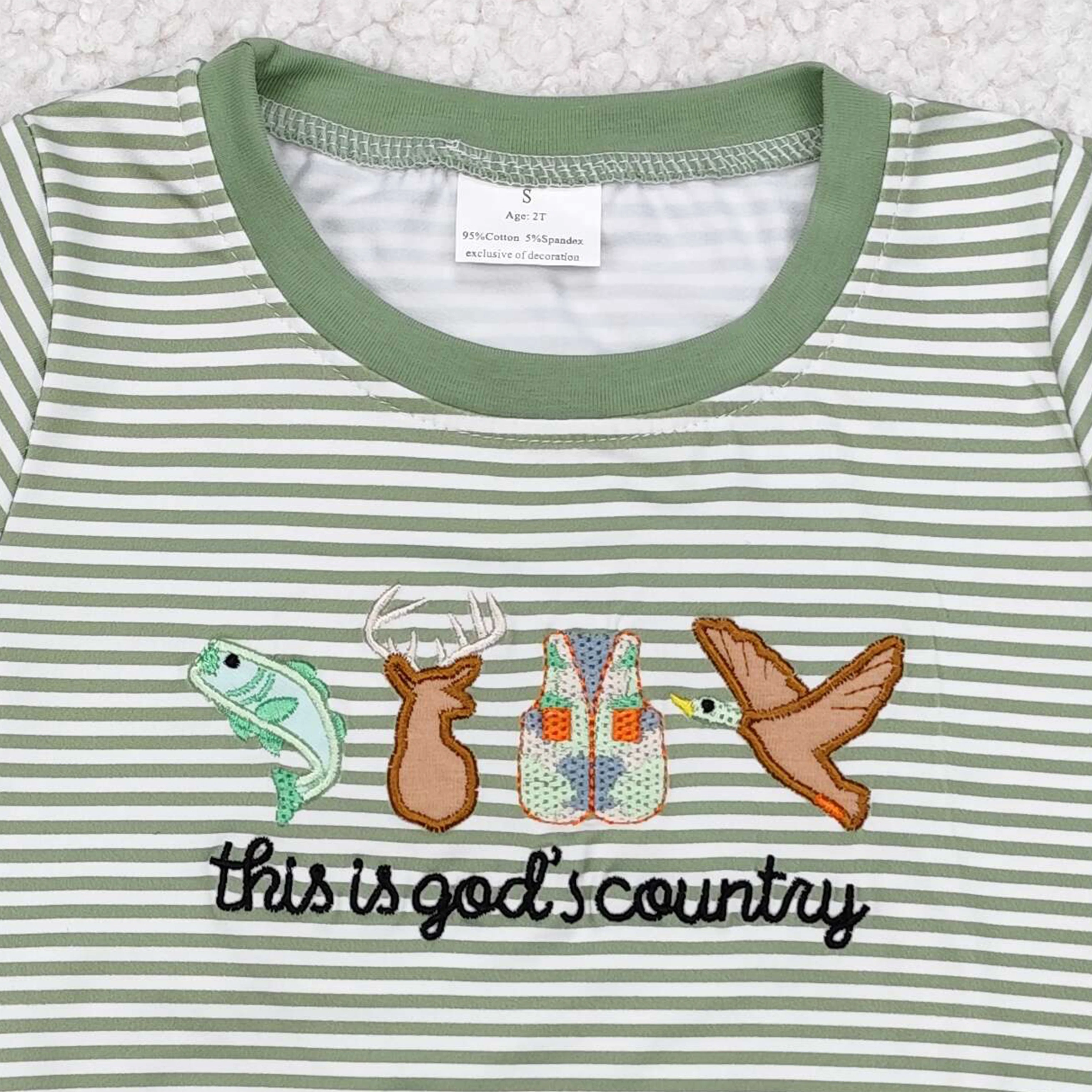 Baby Boy Girl Clothes Embroidery Country Fish Deer Duck Sibling Clothing Infant Girls Boys Rompers Outfits Matching