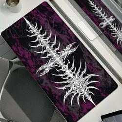 XXL Black Gothic Skull & Hearts Aesthetic Gaming Desk Mat - Extended Mousepad - 30x60x0.2CM (Black - 2)