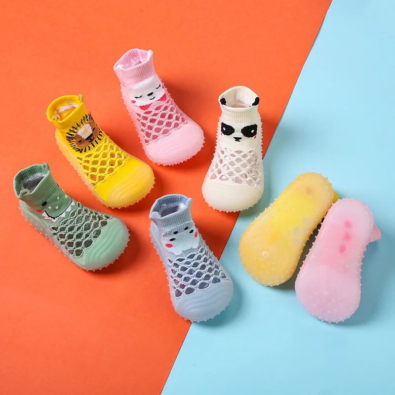 

Summer Anti-slip Baby Shoes Mesh Newborn Toddler Girl Cotton Non-slip Floor Socks Infant Boy Rubber Sole Cartoon Indoor Sneakers