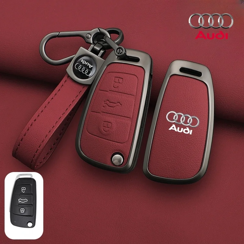 Zinc Alloy Leather Car Remote Key Case Cover Key Case Car Key Shell Audi A1 A3 8P A4 A5 A6 C7 A7 S3 S7 S8 R8 Q2 Q3 Q5 Q7 Q8 SQ5 TT RS3 RS6 Keychain