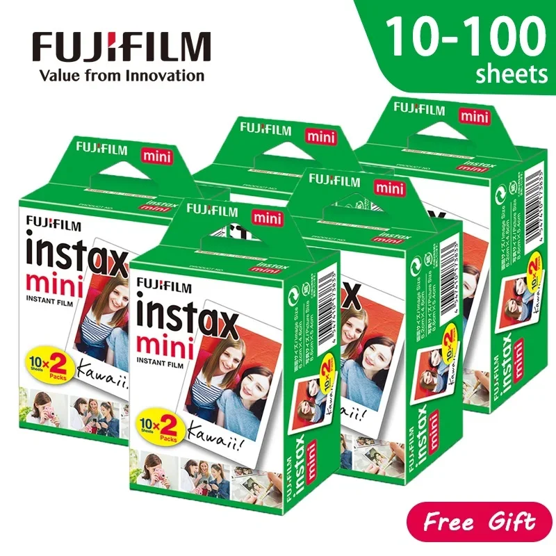 Fuji 인스턴트 필름 카메라 Instax Mini 12 11 9 40 70 90 Link 2 EVO 용 기존 10-100 Fujifilm Instax 미니 필름 용지 시트