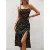 Flower Print Spaghetti Strap Dresses Women Spring Summer New Backless Bodycon Sleeveless Slit Dress Lady Vacation Style Vestidos