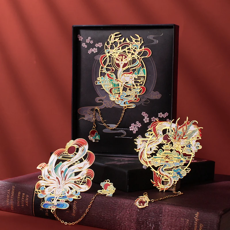 Classical Chinese Style Brass Hollow Metal Bookmark, Creative Souvenir Small Gift Send Friends Souvenirs, Home Decoration, 1Pc